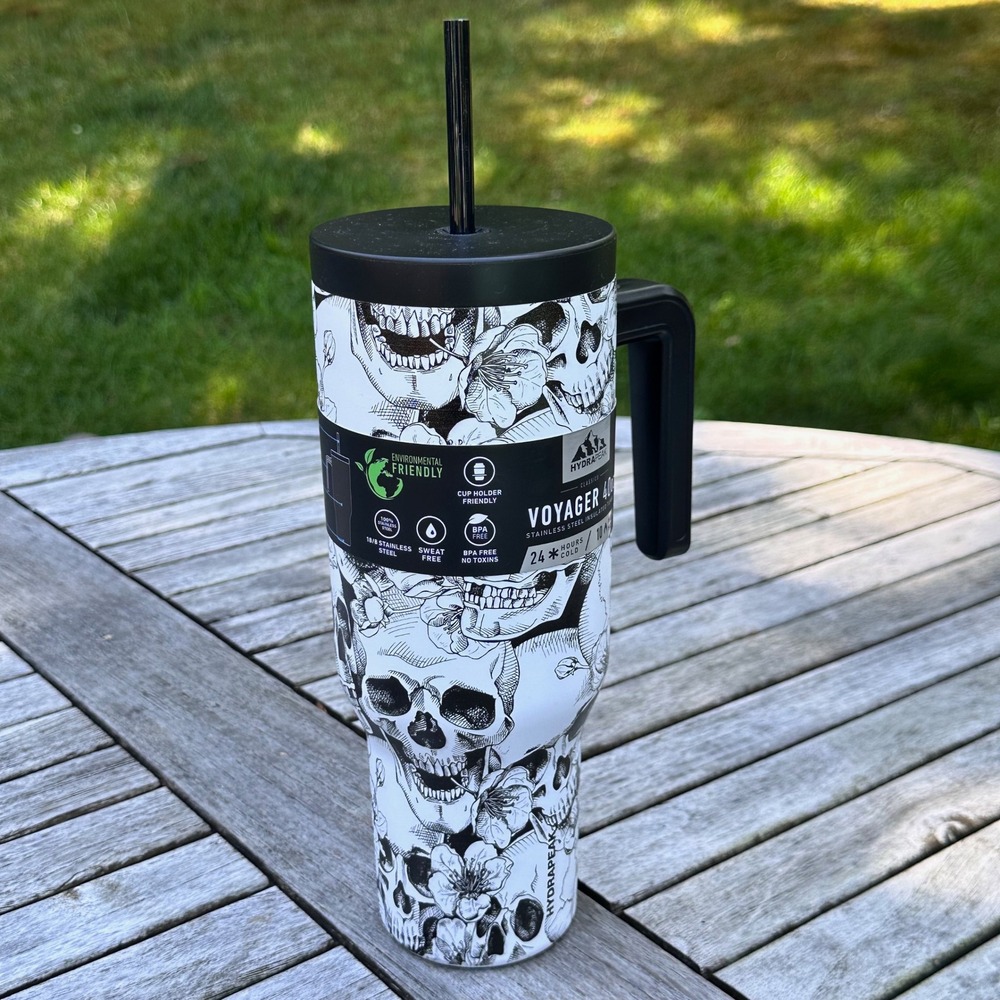 Hydrapeak Voyager 40oz Tumbler Skull Floral Stainless Steel Insulated Travel Mug - Picture 3 of 11